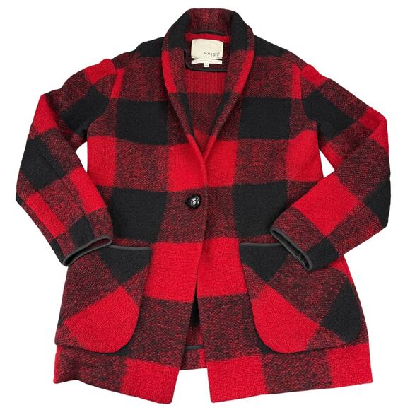 WILFRED FREE Aritzia Neelam Wool Blend Jacket Sz XXS Red Buffalo Plaid - Picture 8 of 12